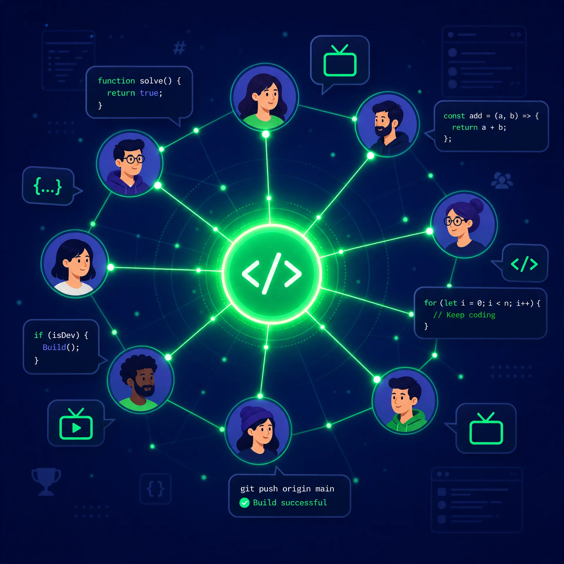 开发者社​区互助网络示意图